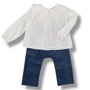 Edgehill Collection Scalloped Petal Shirt Corduroy Pants 2pc Outfit Girl Sz 18M